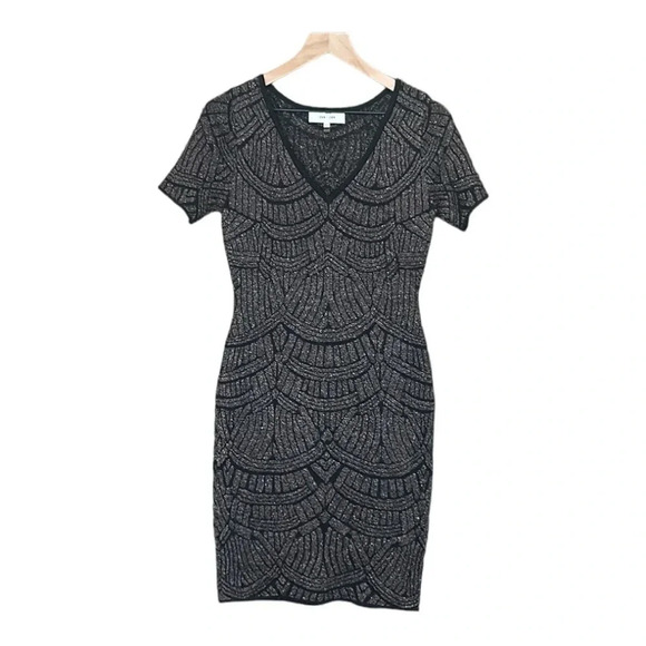 John + Jenn Dresses & Skirts - John + Jenn Metallic V-Neck Cocktail Mini Dress Black Size Medium